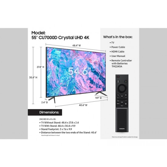SAMSUNG 55 Class CU7000D Crystal UHD Smart TV - UN55CU7000DXZA